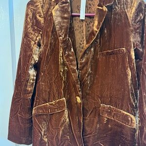 Velvet Blazer Jacket in Brown